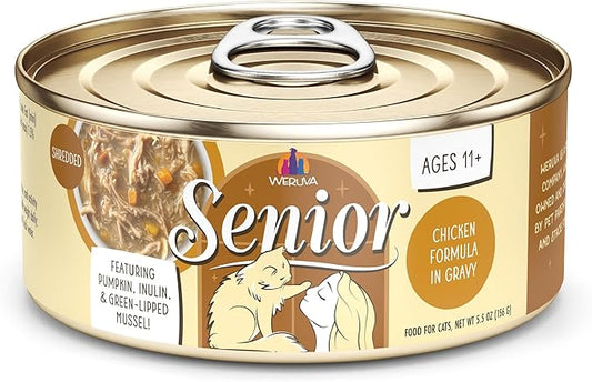 Weruva Senior Cat Food, Chicken in Gravy, 5.5oz Can, Pack of 8