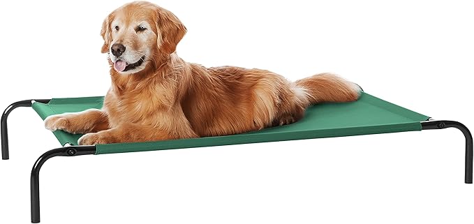 Amazon Basics Cooling Breathable Elevated Dog Bed with Metal Frame for Large Dogs, 51 x 31 x 8 Inch, Green