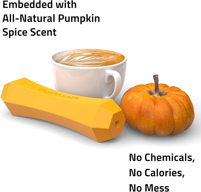 Playology Dog Toys | Durable Squeaky Chew Stick for Dogs | Jumbo Pumpkin Spice Scented Toy - Easy to Clean and Made from Non Toxic Materials