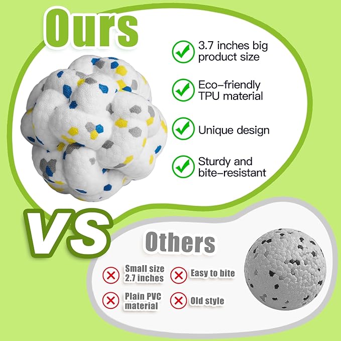 Upgrade Dog Balls Interactive Toys for Aggressive Chewers, Indestructible Tennis Durable Bouncy for Fetch Game, Lightweight Floating, White