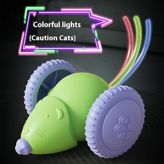 Interactive Cat Toys for Indoor Cats,Automatic Moving Kitten Toys,Cat Mouse Toy with Tail Lights,Cat Toys for Bored Indoor Adult Cats,Cat Enrichment,Smart Electric Tails for Chasing Pet Toys