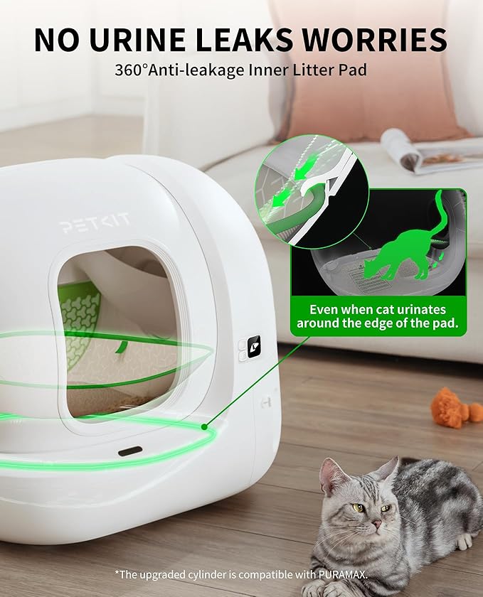 PETKIT 2025 Upgraded Automatic Cat Litter Box 2-Way Odor Remover & 20 Trash Bags,App Control Smart Robot with Anti-Scratch Inner Mat, Self-Cleaning Cat Litter Box True Integration & Structure Safety