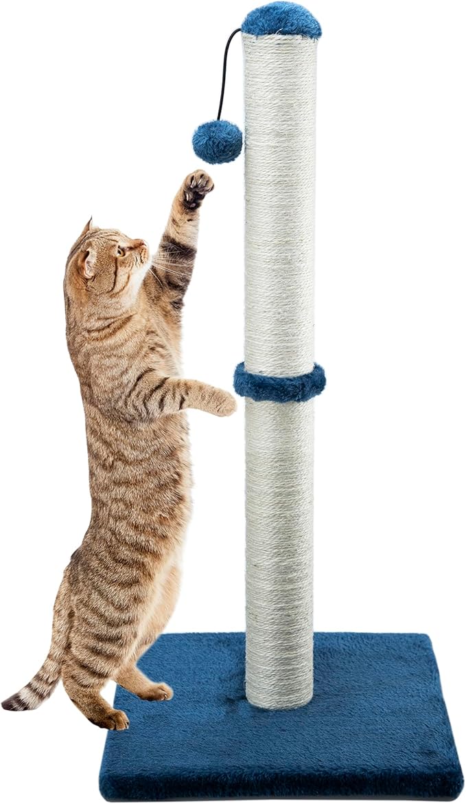 Dimaka 29" Tall Cat Scratching Post, Claw Scratcher with Sisal Rope and Covered with Soft Smooth Plush