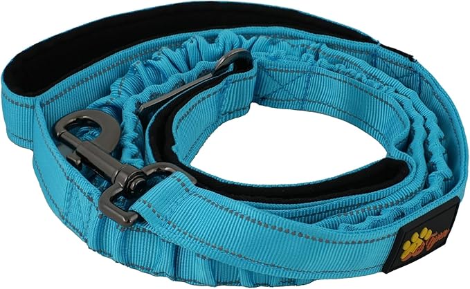 ADITYNA Tactical Bungee Dog Leash 6ft-7.5ft - Shock Absorbing Lead with 2 Padded Handles, Metal Clasp, Car Seatbelt - Heavy Duty No Pull for Medium, Large & XL Breeds