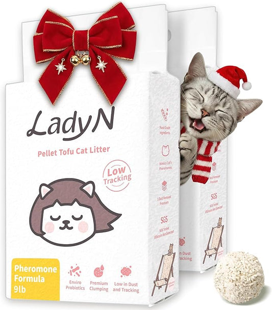 Lady N Cat Attract Tofu Litter – Natural Attractant Formula for Litter Box Training, Calming Pheromone for Multi-Cat Homes, Classic Pellet Shape for Standard Litter Box, 18lb