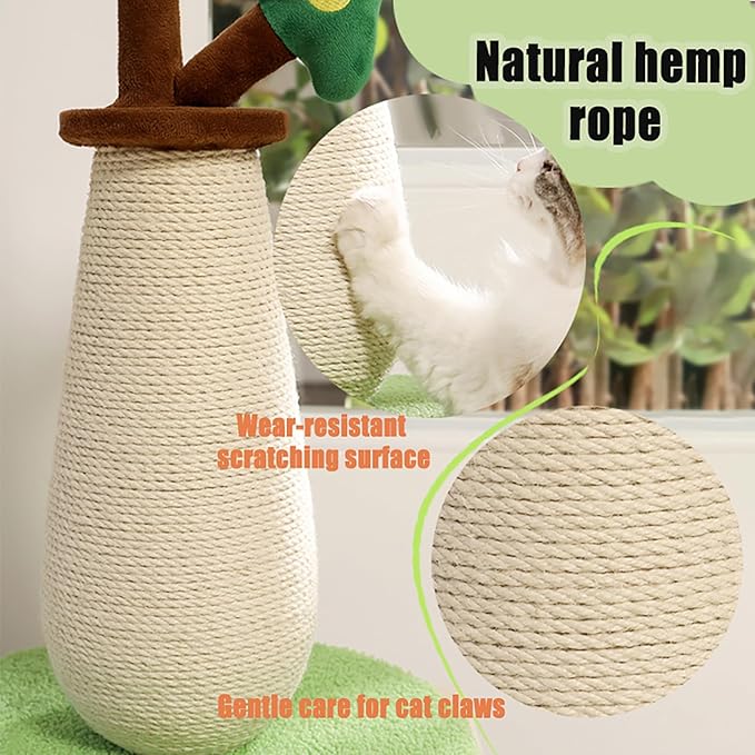 Cat Scratching Post, 26.4 Inches with Sisal & Hanging Ball, Scratching Post with Stable Soft-Touch Base, Cat Scratchers for Indoor Adult Cats