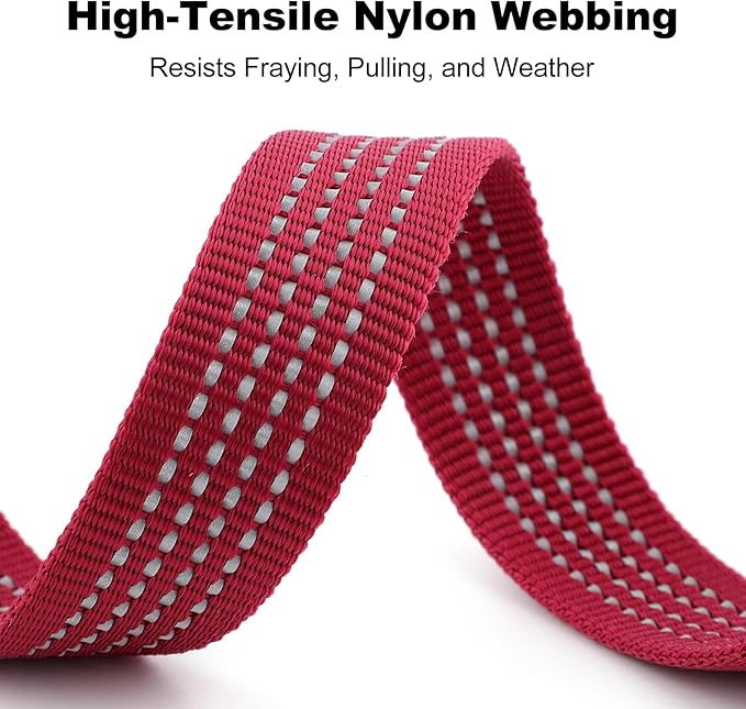 Plutus Pet Heavy Duty Dog Leash with Lockable Aluminum Carabiner, 4/6 Feet Long, Double-Sided Reflective Nylon, Padded Handle, for Puppy, Small, Medium and Large Dogs (Burgundy Red, 4/5" x 4')