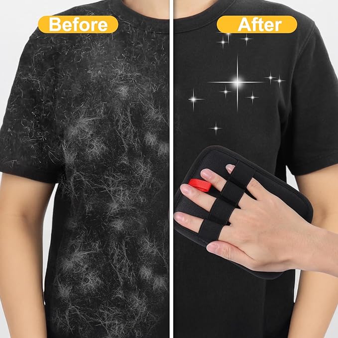 2PCS Pet Hair Removal Glove - Reusable Pet Hair Remover Glove for Cats & Dogs, Electrostatic Gloves Pet Hair Remover for Couch, Carpet, Furniture, Car, Bedding, Easy Cleaning & Grooming Tool (Small)