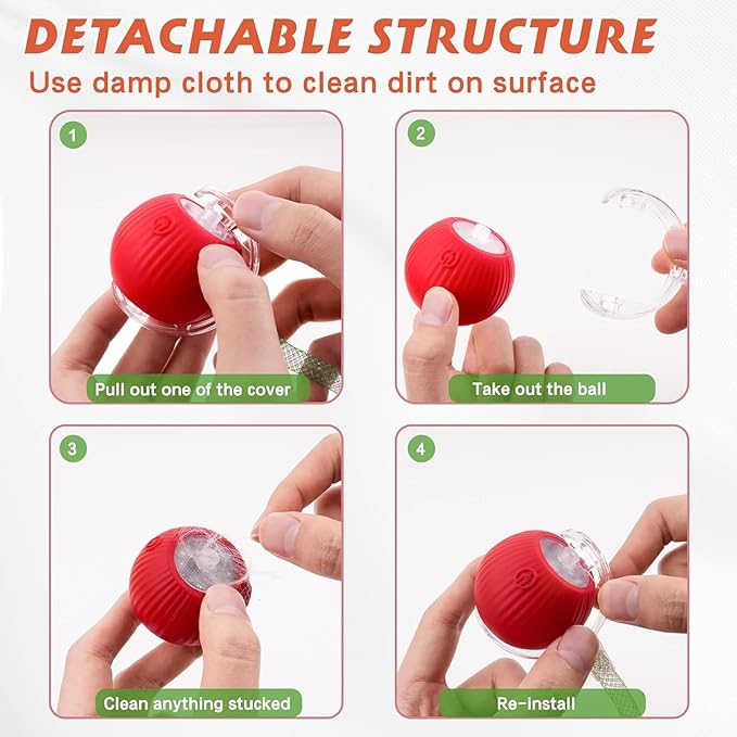 Speed 2.0 Tail Interactive Cat Toys for Indoor Cats, Chirping & Motion Activate Ca t Toy, Smart Kitten Rolling Ball Moving Ball Toys, Rechargeable Dog Cat Bal l for Enrichment Exercise (Pink)