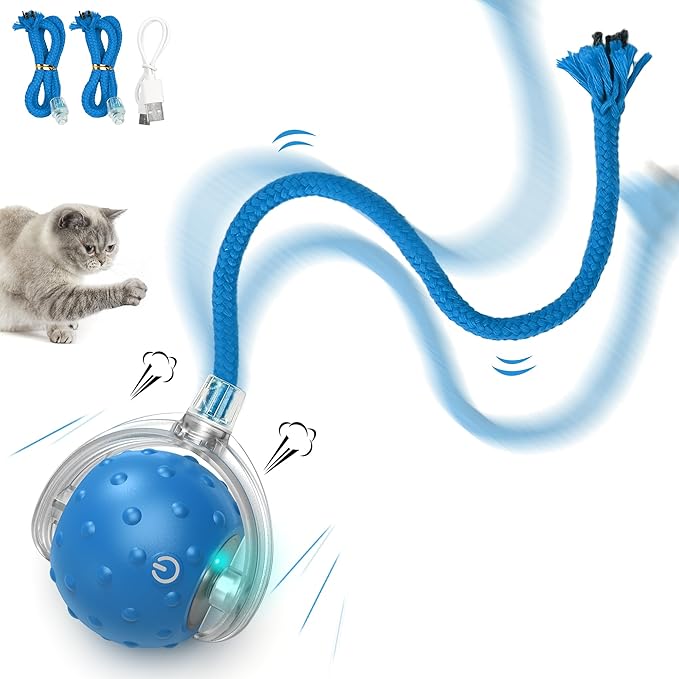 Interactive Cat Ball Toy for Indoor Cats – Fast Rolling on Carpets, Motion Activated with Chirping Sounds, Enrichment Play for Active & Bored Cats