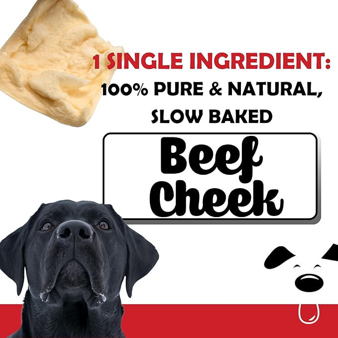 Winni Treats Beef Cheek Chips for Dogs - Single Ingredient, Preservative-Free, Premium Beef Cheeks, Not Rawhide, High in Protein, Low in Fat, Rich in Collagen, Long Lasting Dog Chews Treat (5 Pieces)