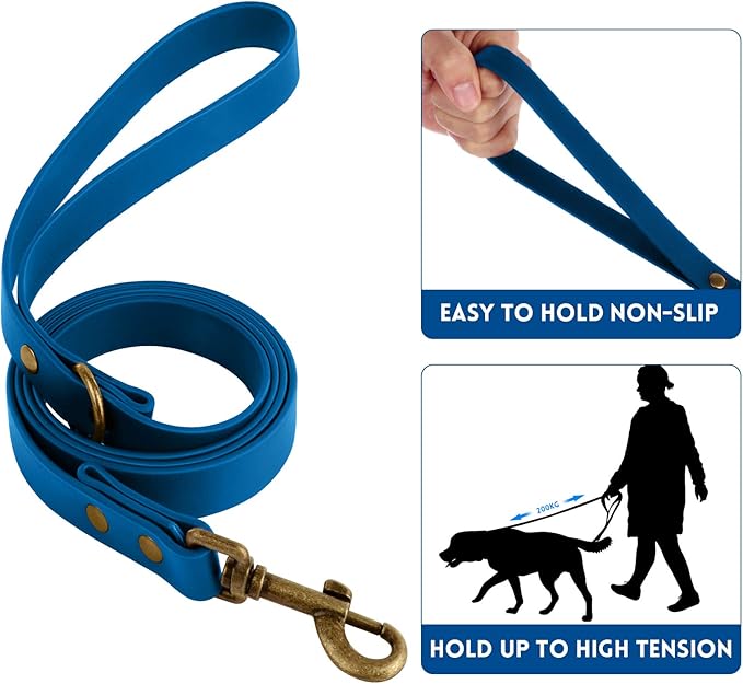 Wisedog Dog Collar and Leash Set, Waterproof Adjustable Puppy Collars with Cute Tag 6FT Dog Leash with Poop Bag for Small Medium Large Dogs (XL, Blue)