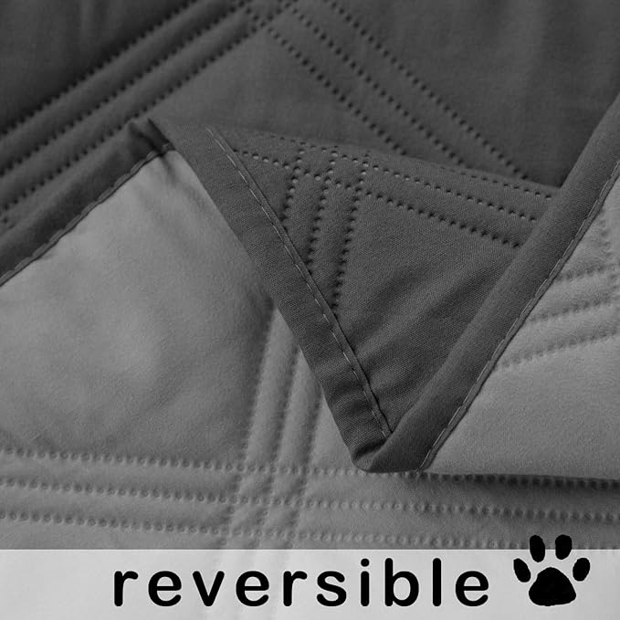 fuguitex Waterproof Dog Blanket Reversible for Small Dogs Resistant Leakproof Washable Couch Cushion Bed Protector Cover for Indoor Furniture Pet Friendly（52"*82",Dark Grey+Grey