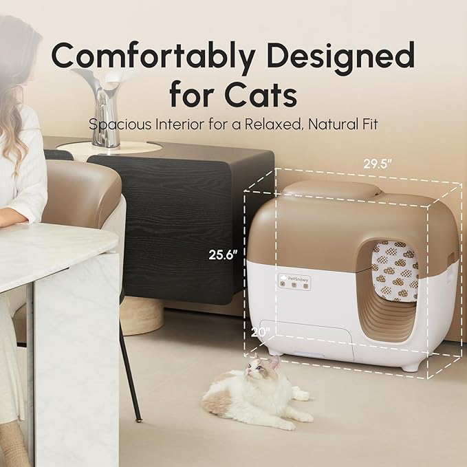 PetSnowy Self-Cleaning Automatic Cat Litter Box with Odor Control TiO2 System, Robot Litter Box with Auto-Packing, App Control, Large Cats & Multiple Cats (2025 Premium Version)
