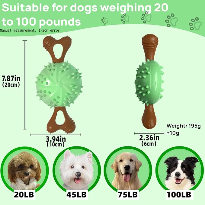 Indestructible Dog Chew Toy, Durable Chew Toy for Small and Medium Dogs, Interactive Bone Toy to Keep Dogs Busy, Teeth Cleaning Toy, Multifunctional Dog Toy for Treats/Cleaning/Chewing