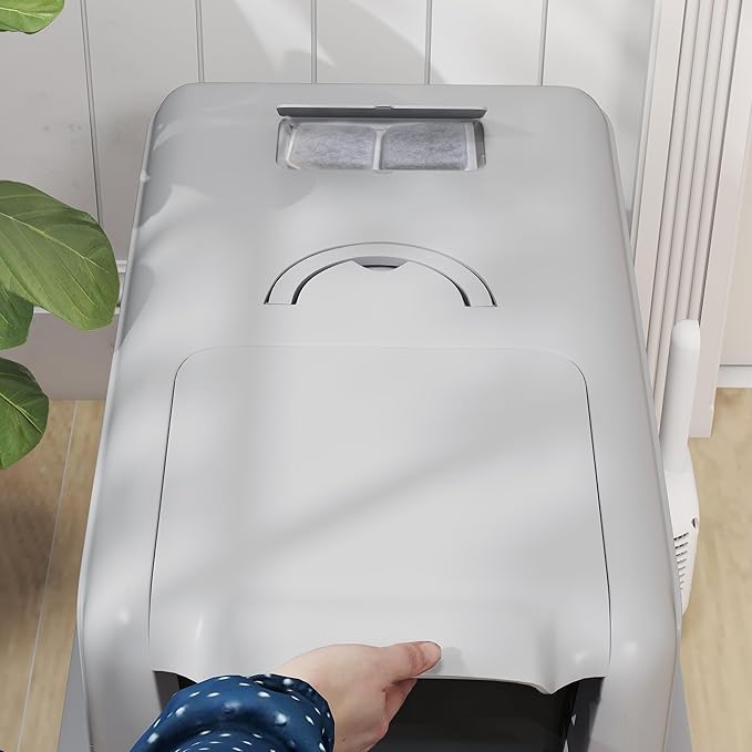 PawHut Stainless Steel Cat Litter Box, Extra Large 2 in 1 Metal Kitty Litter Pan with High Enclosure, Removable Lid & Scoop, Filter Bags, Easy to Clean, for Small to Large Kittens, Gray