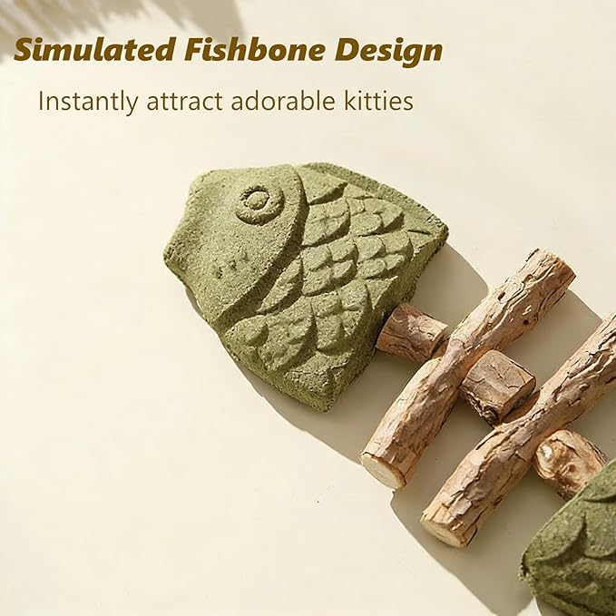 Purrident - Fix Cat Dental Health - Natural Dental Chew for Cats, Fishbone Shape Cat Teething Toy with Catnip, Durable Feline Tooth Care Tool for Indoor & Adult Cats (3CPS-C)