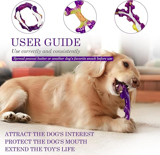 Tough Dog Toys for Aggressive Chewers 3 Pack, Indestructible Dog Toy for Large Dogs, Bacon Flavored, Keeps Dogs Busy