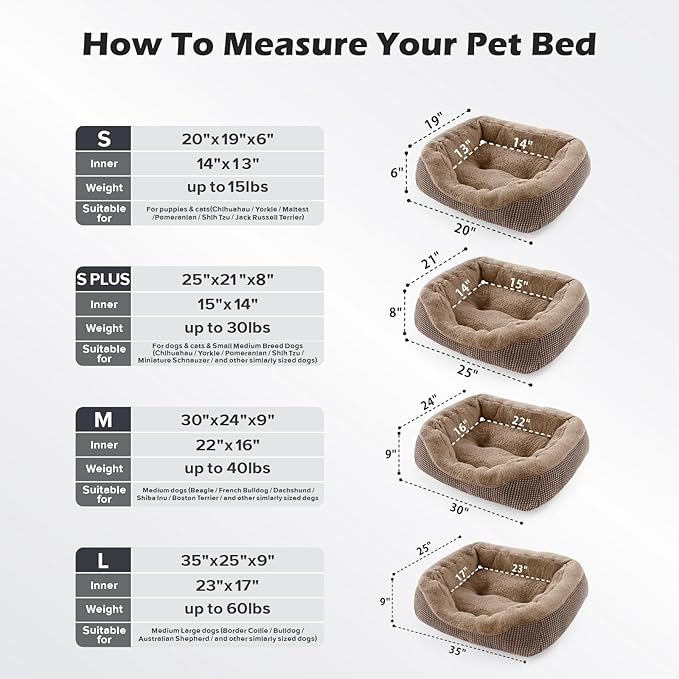 INVENHO Large Dog Beds Large Sized, Washable Orthopedic Warming Soft Sleeping Durable with Anti-Slip Bottom