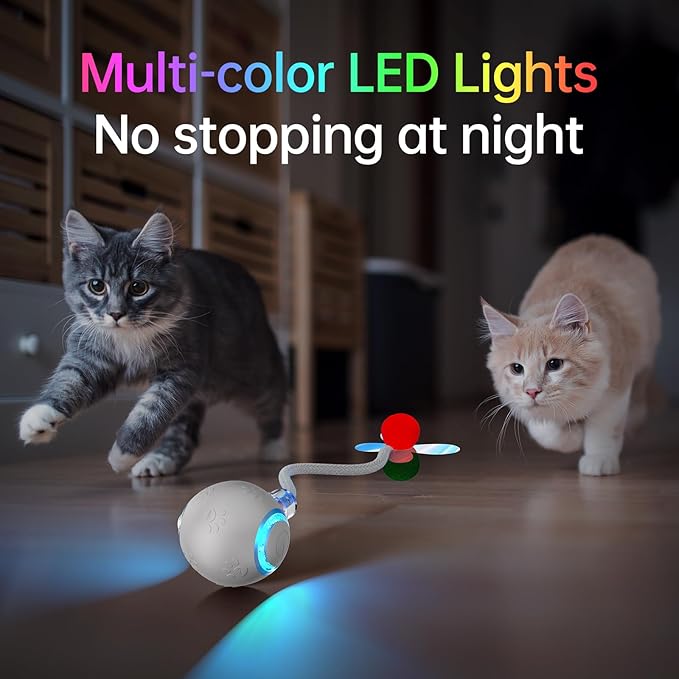 Interactive Cat Toys for Indoor Cats - Pet Toy with Speedy Tail 2.0 Christmas Birthday Gift Cat Toys for Bored Indoor Adult Cats, Motion-Activated, 2025 New Upgraded, USB Rechargeable(grey)