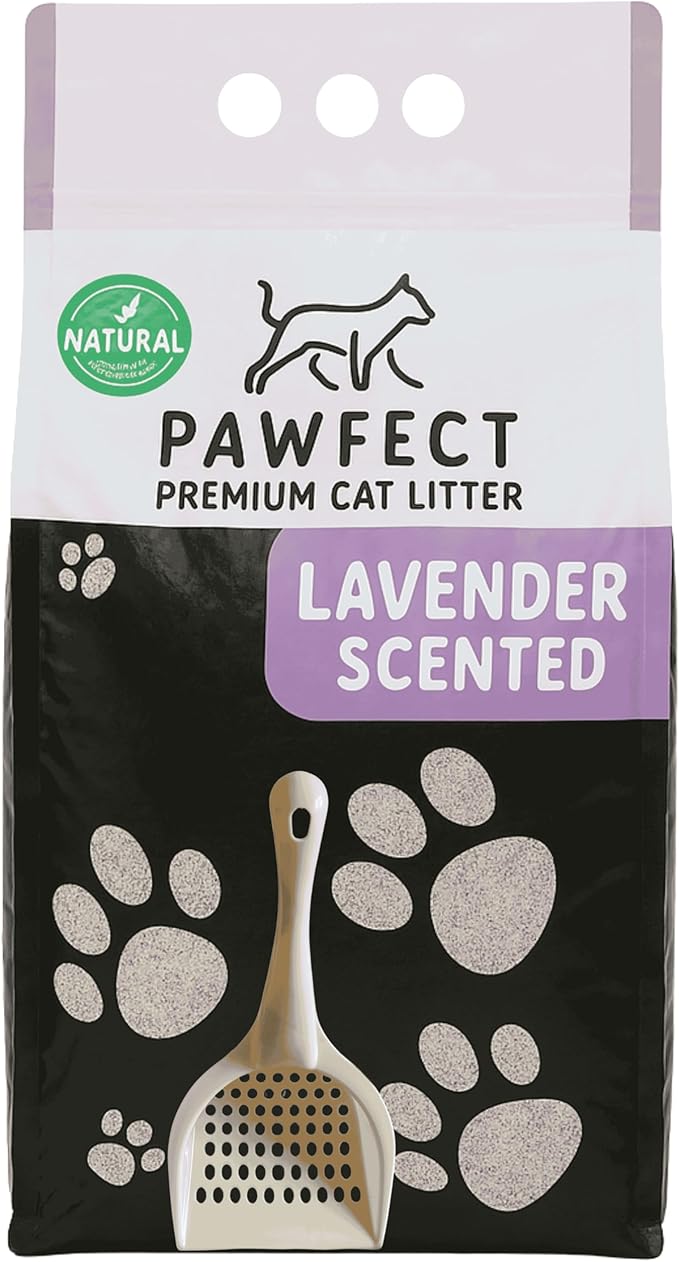 Lavender Scented Cat Litter – 9.6 lb / 5L, Fast Clumping, Natural Odor Absorption, Lightweight Formula, Made with Turkish White Bentonite
