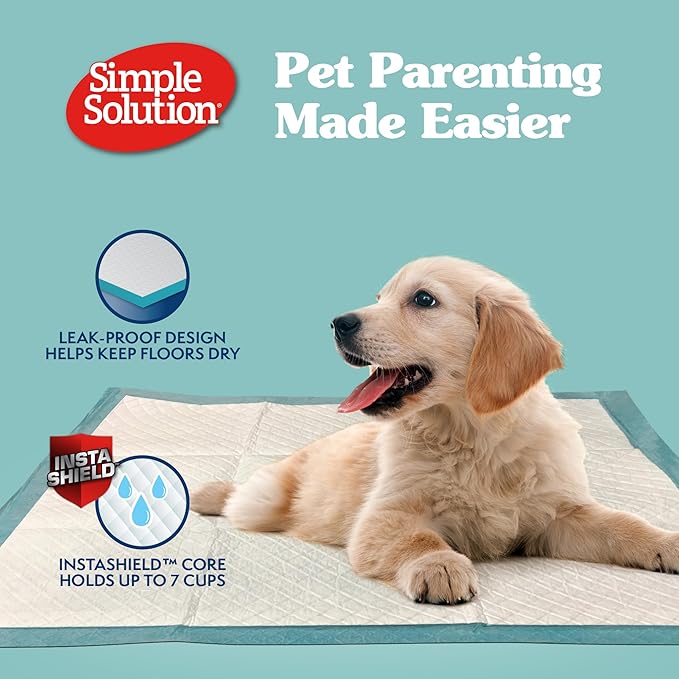 Simple Solution Extra Large Puppy Training Pads – Leak-Proof Disposable Pee Pads for Dogs with Incontinence – Absorbent with Odor Control – 28 x 30 Inches – 200 Count