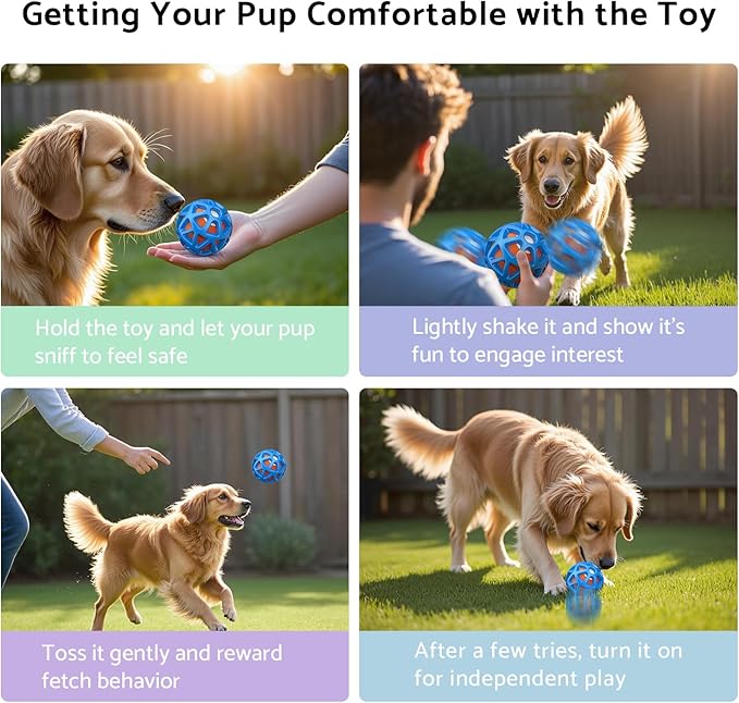 seagi Interactive Dog Toys – Durable Automatic Bouncing & Vibrating Interactive Dog Ball for Smart Play, Motion-Activated Moving Dog Toy for Small/Medium/Large Dogs,USB Rechargeable (Blue)