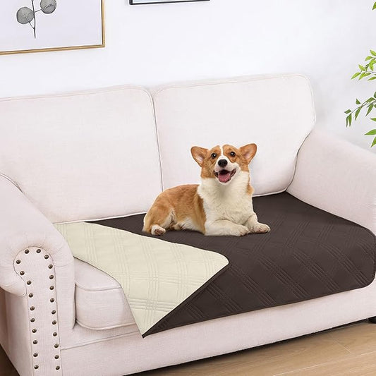 hyha Waterproof Dog Blanket, Reversible Pet Bed Blanket, Soft Sofa Couch Cover for Dogs Washable, Waterproof Pet Couch Covers for Sofa Puppy Cats Furniture Protector(30"x53", Chocolate/Beige)