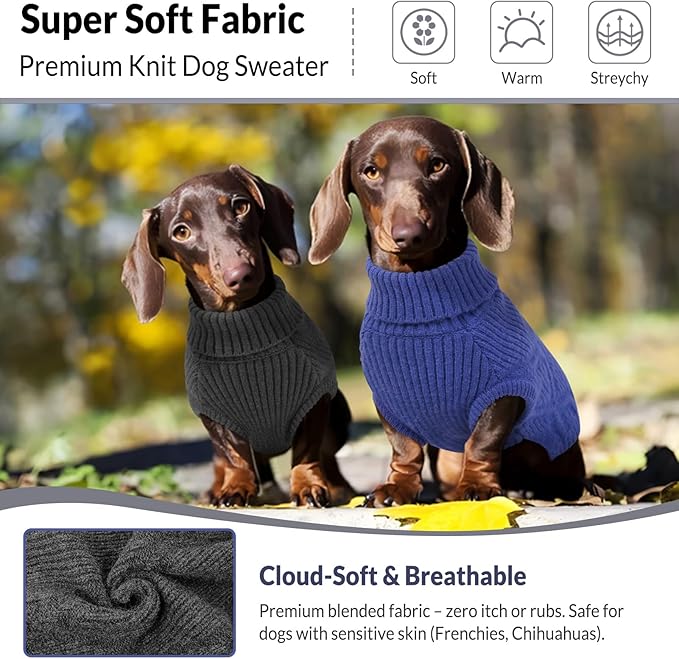 Dog Sweater Pullover, Cable Knit Dog Christmas Sweater, Dogs Sweaters for Small Medium Large Dogs with Harness Hole,Puppy Sweaters Boy Or Girl(Grey,S)