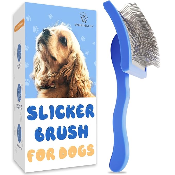Slicker Brush for Dogs, Professional Pet Doodle Grooming brushes for Goldendoodles, Labradoodles, Poodles - Long Pin Detangler for Dematting dog slicker brush - Large