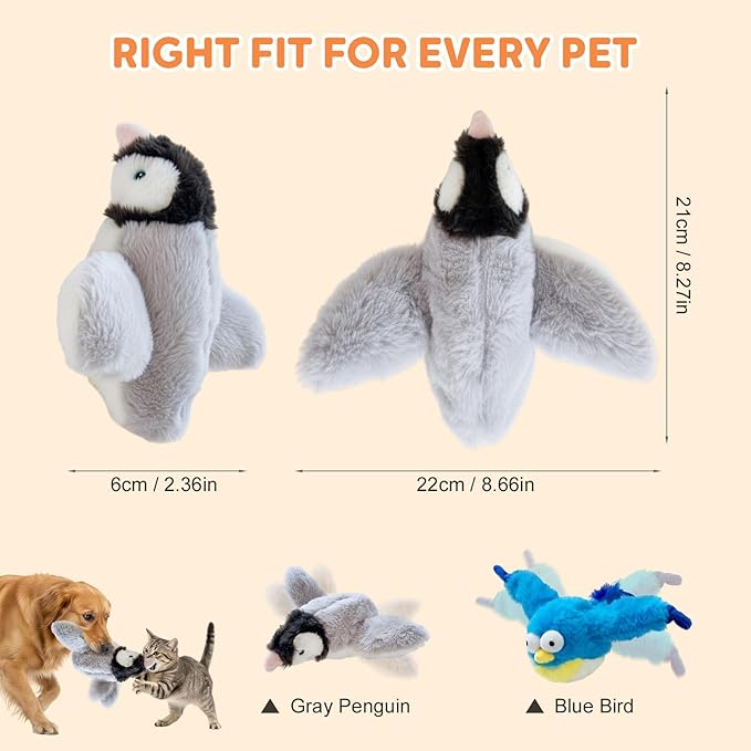 Interactive Chirping Bird Cat Toy,2025 New Flying Bird Cat Toy Flapping Bird Toy,Simulation Chirping Bird Toys Interactive Cat Toys for Bored Indoor Adult Cats (Blue/1PCS)