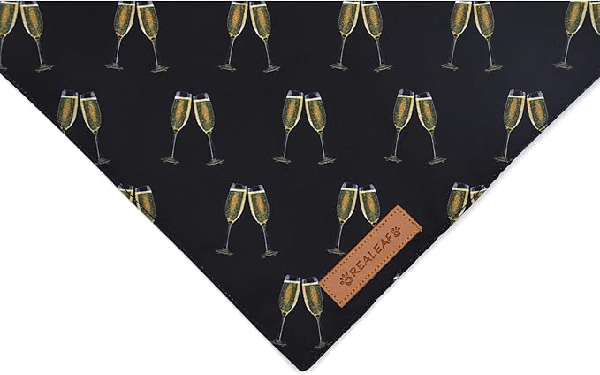 Realeaf New Year Dog Bandanas 2 Pack, Cheers to The New Year Dog Scarf for Boy and Girl, Premium Durable Fabric, Holiday Bandana for Large and Extra Large Dogs Cats Pets (X-Large)
