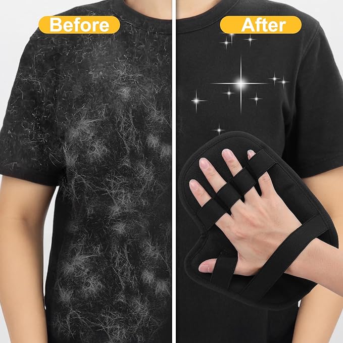 2PCS Pet Hair Removal Glove - Reusable Pet Hair Removal Tool with Divided Fingers for Cats & Dogs, Electrostatic Hair Remover for Couch, Carpet, Furniture, Car, Bedding, Easy Cleaning & Grooming Tool