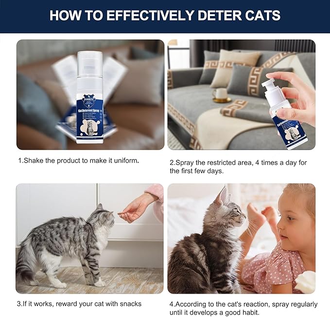 2 Bottles Cat Deterrent Spray – Natural, Non-Toxic Anti-Scratch Spray for Cats & Kittens – Indoor & Outdoor Pet Training Aid – Furniture & Carpet Protector (Blue, M)