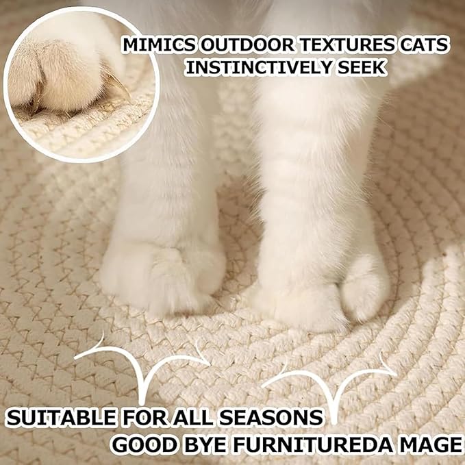 Instinct Basket, Stimulicat Cat Bed, Stimulicat Cat Bed Rope Cotton with Cushion, Eliminates Bed Rejection Round Pet Basket, Boho Catbed for Cats Handwoven Scratchable Breathable Weave (Large-A)