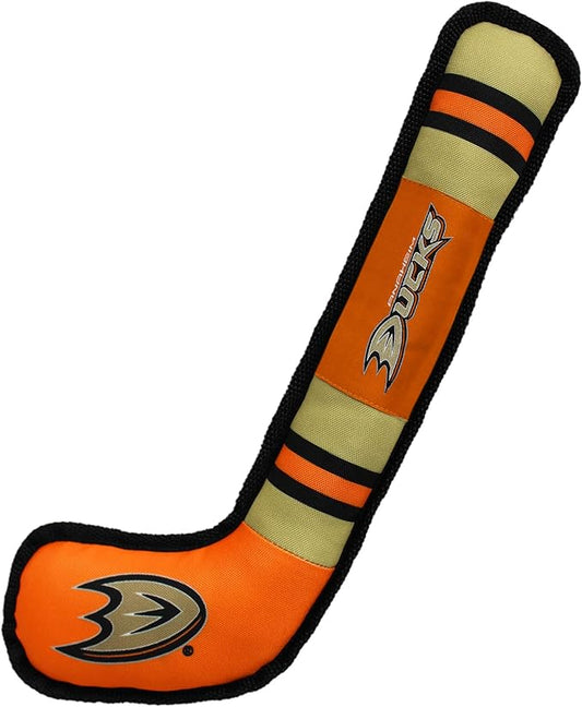 Pets First Dog Toy Tough Nylon with Inner Squeaker Licensed by NHL Anaheim Ducks Hockey Stick Toy for Dogs & Cats. Play Hockey with Your Pet with This Licensed Dog Tough Toy