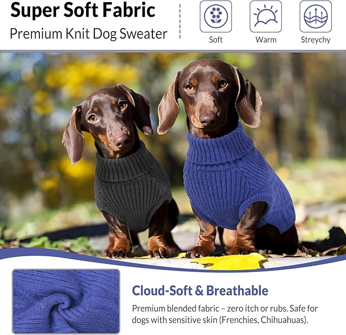 Dog Sweater Pullover, Cable Knit Dog Christmas Sweater, Dogs Sweaters for Small Medium Large Dogs with Harness Hole,Puppy Sweaters Boy Or Girl(Blue,L)