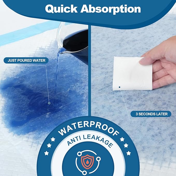 100 Count Disposable Bed Pads 30''X36'' MILDPLUS Super Absorbent Underpads, Disposable Extra Large Chucks Pads, Incontinence Pads for Adults, Children's Bedwetting Pads, Puppy Pads