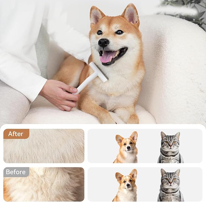 aumuca Pet Deshedding Tools for Short Haired Cats & Dogs, Dematting Deshedding Brush Cats Shedding Tool, Dog Undercoat Brush, Gently and Effectively Remove Loose Hair, Highly Deshedder Grooming Combs
