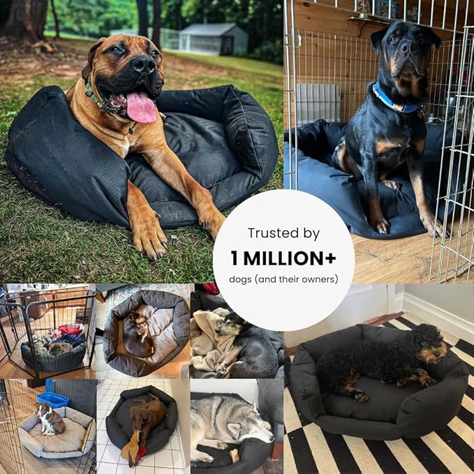 K9 Ballistics Tough Ripstop Oval Bolster Dog Bed, Calming Round Den Shape, Scratch Resistant, Machine Washable - Small, Black Ripstop