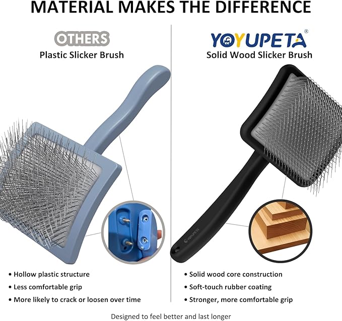 Large Slicker Brush for Dogs – 3pc Grooming Kit with Undercoat Rake & Comb, Deshedding Pin Brush for Mats & Shedding on Long-Haired & Double-Coated Dogs, Cats, Poodles & Goldendoodle, Black