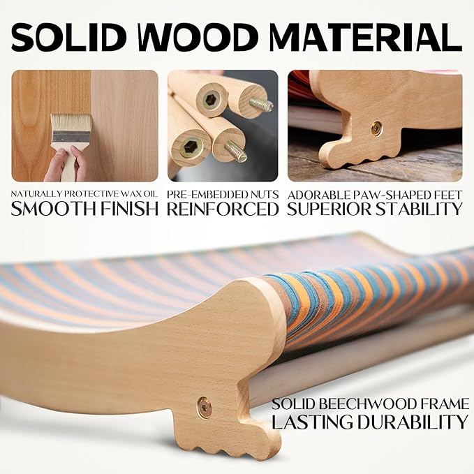 DIY Felt Cat Scratcher Bed, Durable Scratching Pad for Indoor Cats, Sturdy Solid Beech Wooden Cats Scratcher, Lounger & Sleep & Scratch (Extra-Larger), Brown