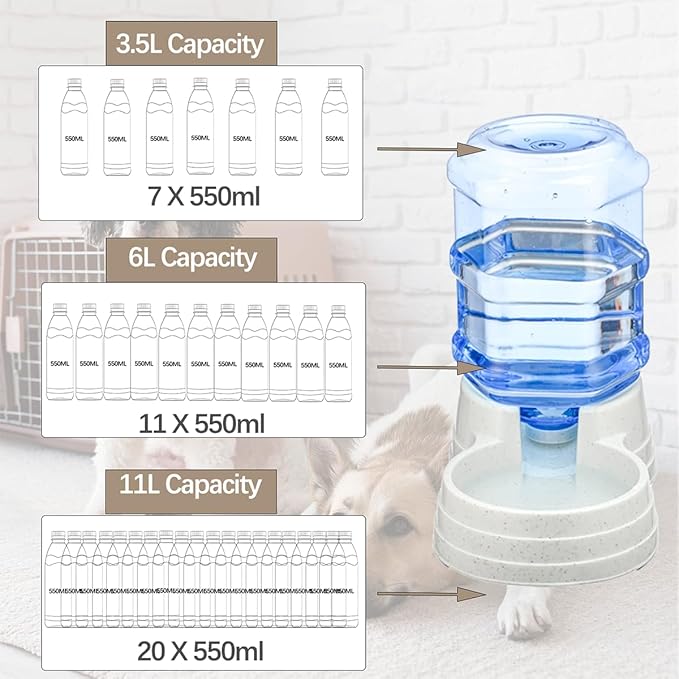 2 Pack 6L Automatic Gravity Pet Feeder and Water Dispenser Set, Large Capacity Automatic Dog Feeder and Dog Water Dispenser for Small Medium Dog Pets Puppy Kitten