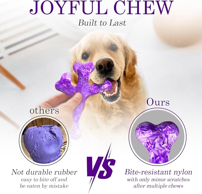 Dog Chew Toys for Aggressive Chewers: Dog Chew Toys 4 Pack Beef Flavored Indestructible Toy for 20-70 lbs Medium and Large Dogs, Tough Nylon Chew Bone & Easy to Clean, Keeps Dogs Busy