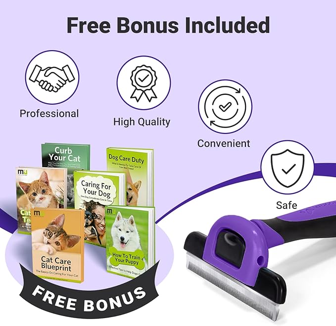 MIU COLOR Pet Grooming Brush, Deshedding Tool for Dogs & Cats, Effectively Reduces Shedding by up to 95% for Short Medium and Long Pet Hair, Purple