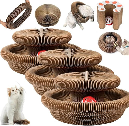 3PC Kitty Curls Cat Toy,Magic Organ Cat Toy,Cat Scratcher for Grinding Claw Cardboard Cat Toys,Interactive Scratch Pad with Toy Ball