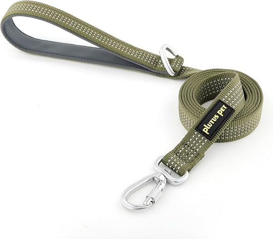 Plutus Pet Heavy Duty Dog Leash with Lockable Aluminum Carabiner, 4/6 Feet Long, Double-Sided Reflective Nylon, Padded Handle, for Puppy, Small, Medium and Large Dogs (Ranger Green, 1" x 4')