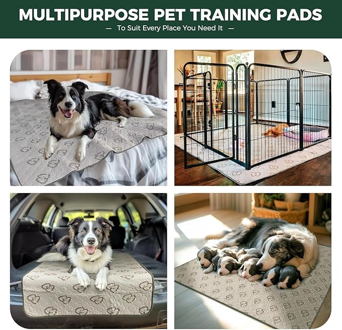 FXW Washable Pee Pads for Dogs, Puppy Pads with Super Absorbent, Specifically Designed for FXW Rollick/Homeplus 24inch 8 Panels Dog Playpen, 39" x 85" Rectangle, Khaki, 1 Pack