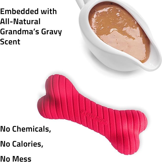 Playology Dog Toys | Dual Layer Bone Durable Chew Toy Bone for Dogs (Value 2-Pack) | Small Grandma's Gravy Scented Toy - Easy to Clean and Made from Non Toxic Materials