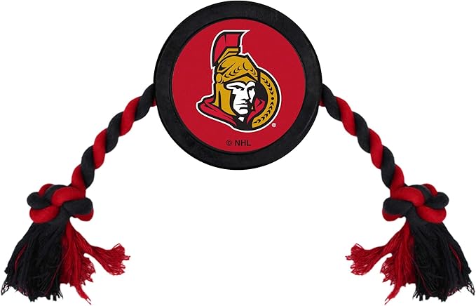 NHL Ottowa Senators Puck Toy for Dogs & Cats. Play Hockey with Your Pet with This Licensed Dog Tough Toy Reward!